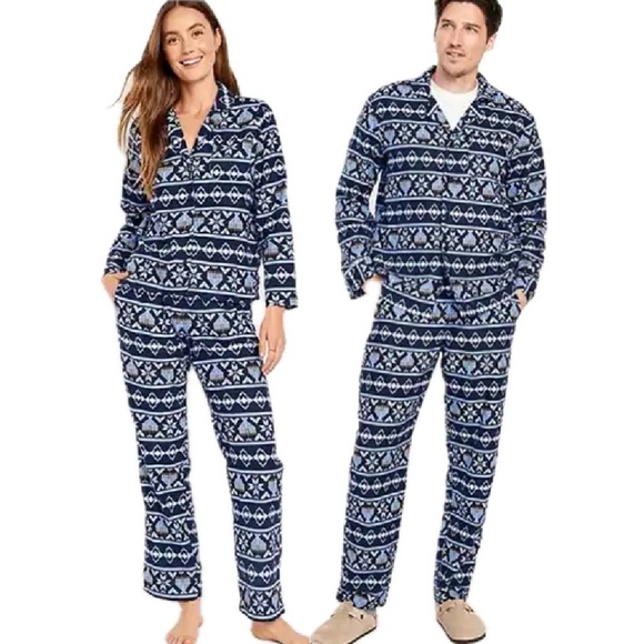 NWT Old Navy Unisex Hanukkah Blue Menorah 2 Piece Flannel Pajama PJ Set Size XL - Picture 1 of 6